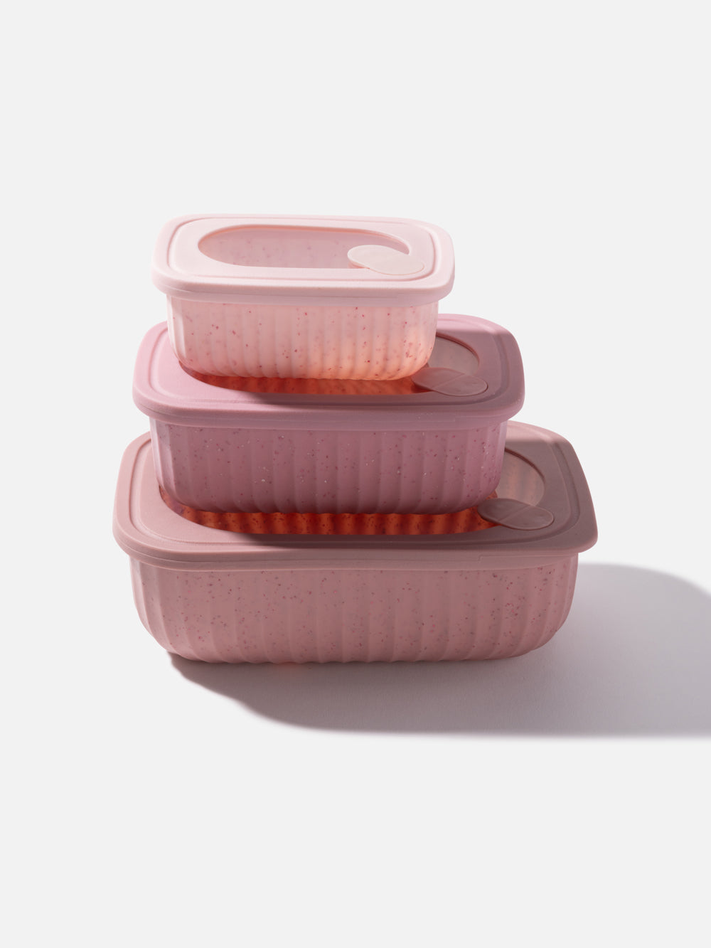 סט שלוש קופסאות אוכל עשויות פלסטיק קשיח בגווני ורוד
