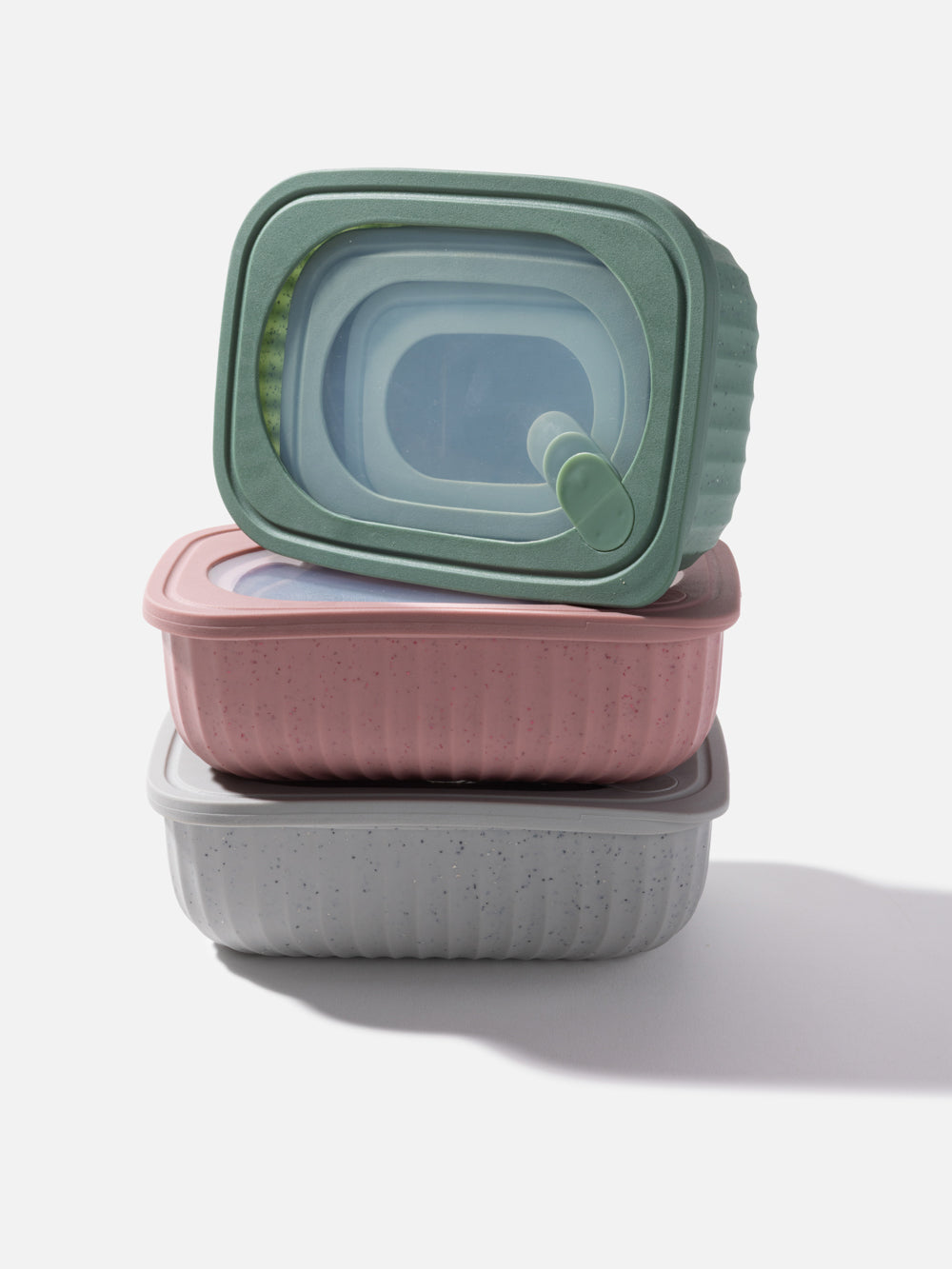 סט שלוש קופסאות אוכל עשויות פלסטיק קשיח בגווני ורוד