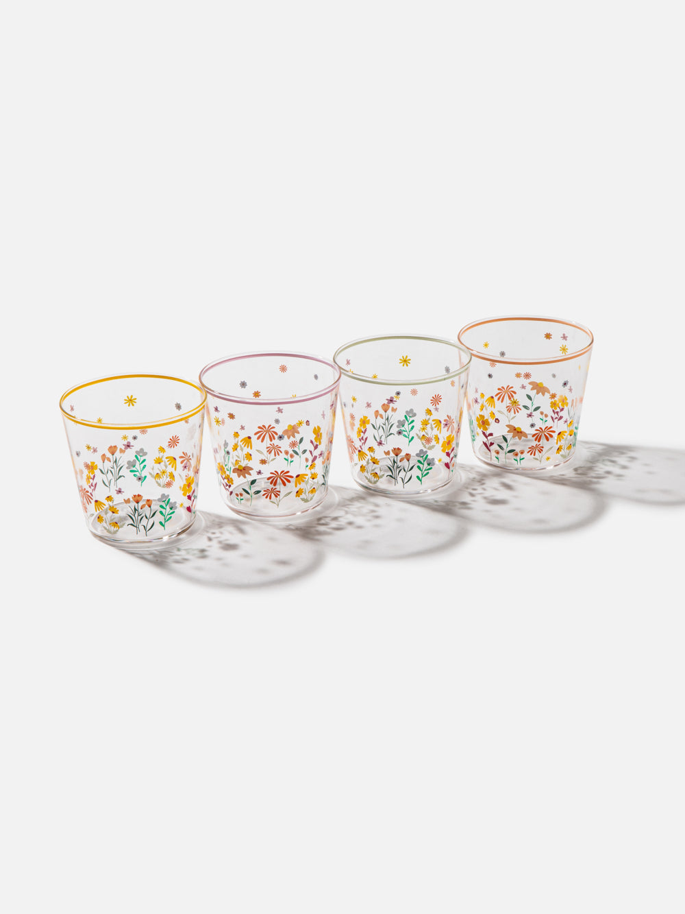 סט כוסות זכוכית עם הדפס פרחוני צבעוני Blossom