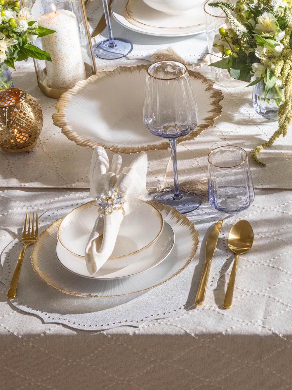 מפת שולחן מלבנית בגוון שמנת Spirit