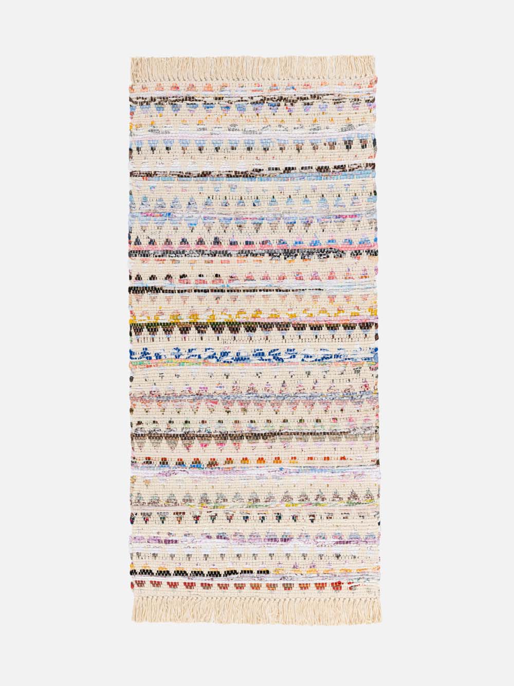 שטיח ארוג בסגנון כפרי אותנטי עם שילוב חוטים צבעוניים Tropic