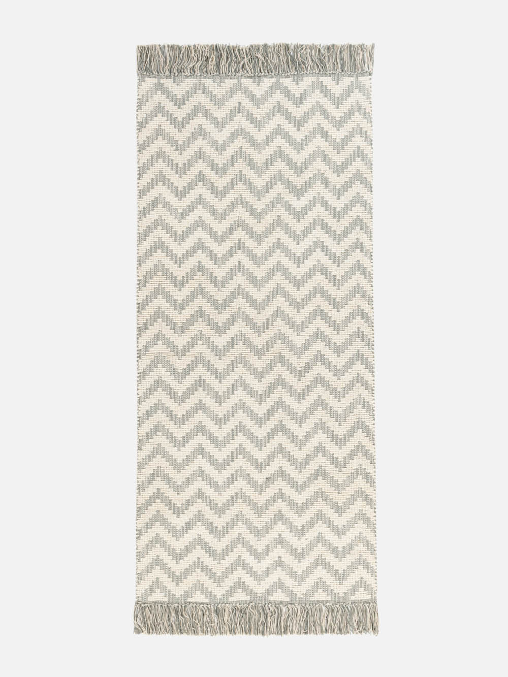 שטיח ארוג במרקם טבעי עם דוגמת זיגזג בגווני שמנת ואפור Omer