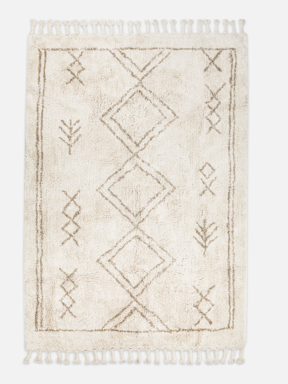 שטיח מלבני בגוון שמנת טבעי עם דוגמה גיאומטרית עדינה Afic