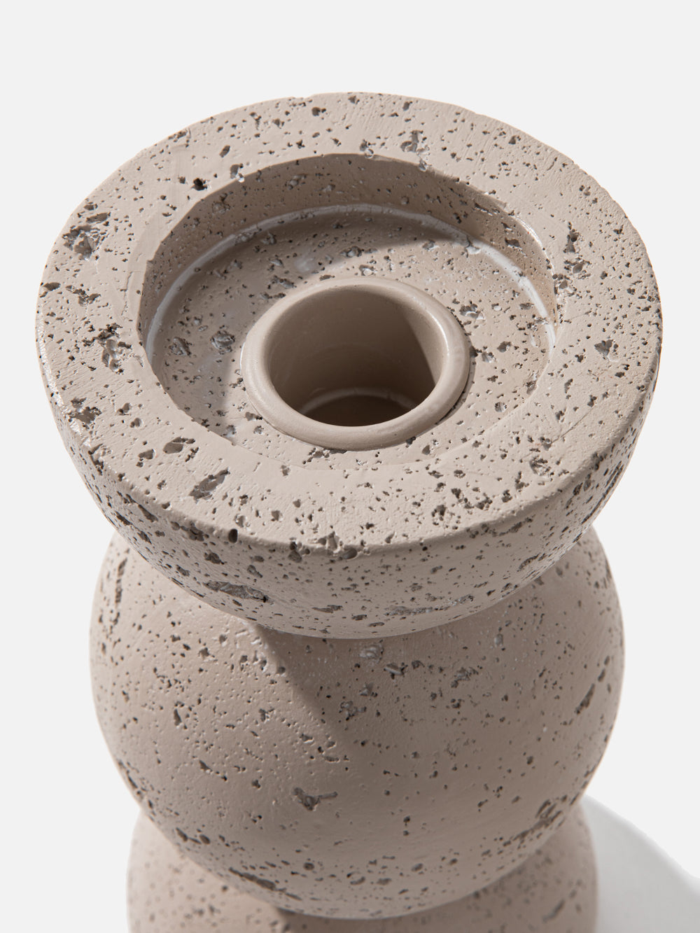 פמוט דקורטיבי 14.4 ס"מ מקרמיקה בגוון אבן Nature