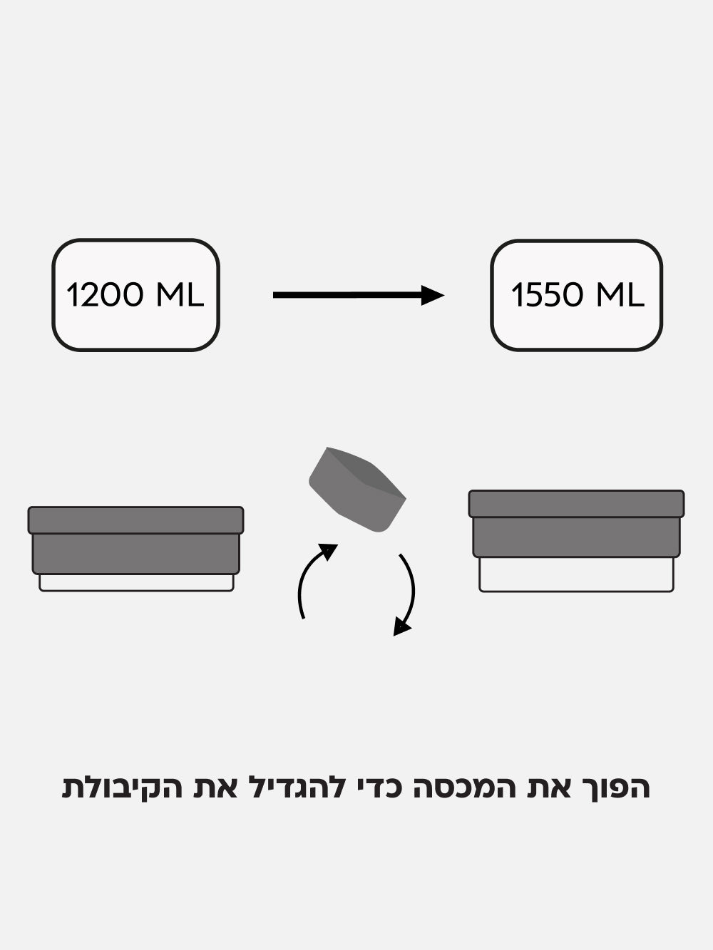 קופסת אחסון לאוכל עם שרוול סיליקון להגדלת נפח האחסון Flip