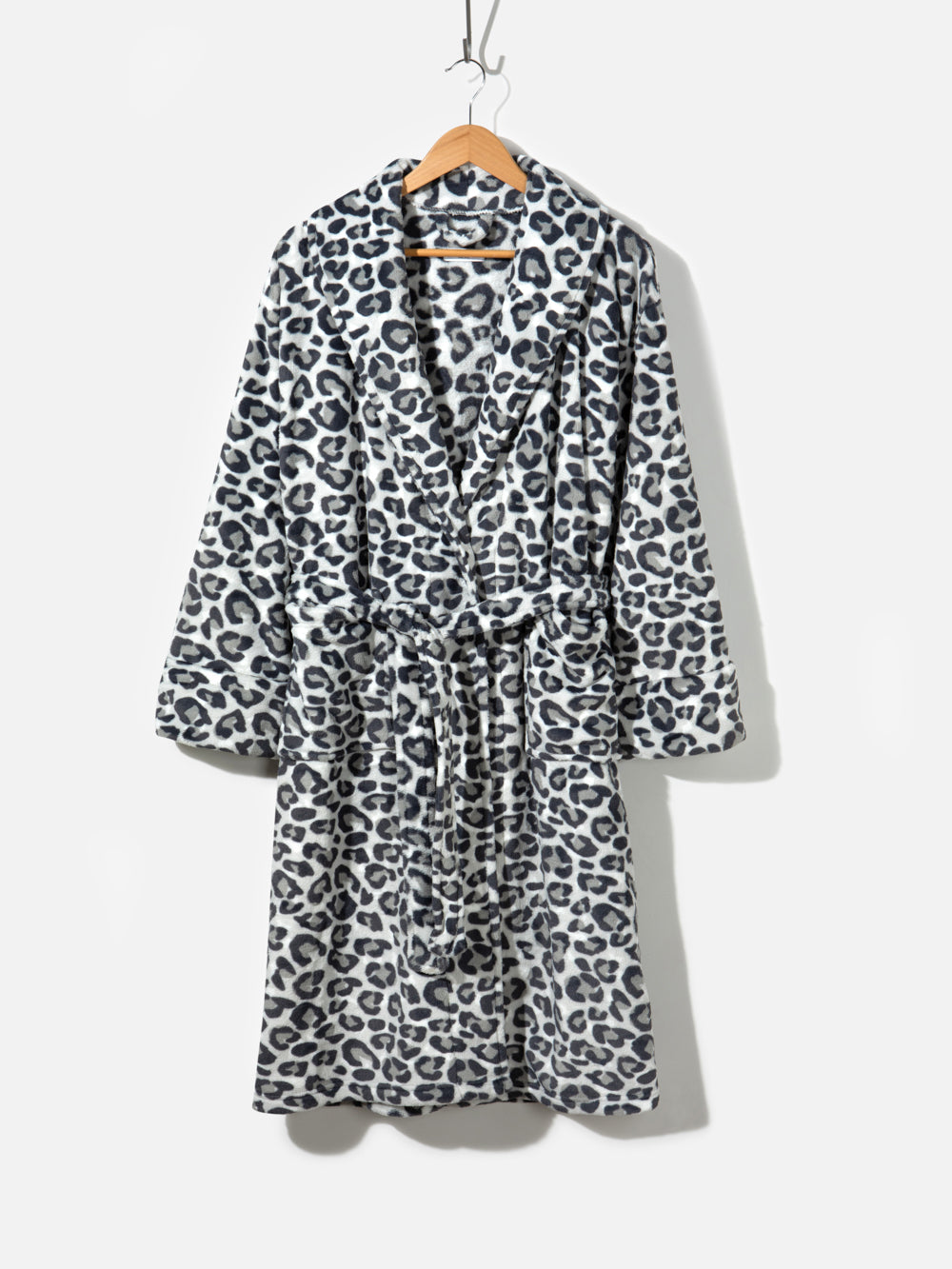 חלוק רחצה בהדפס מנומר בגוון אפור Leopard