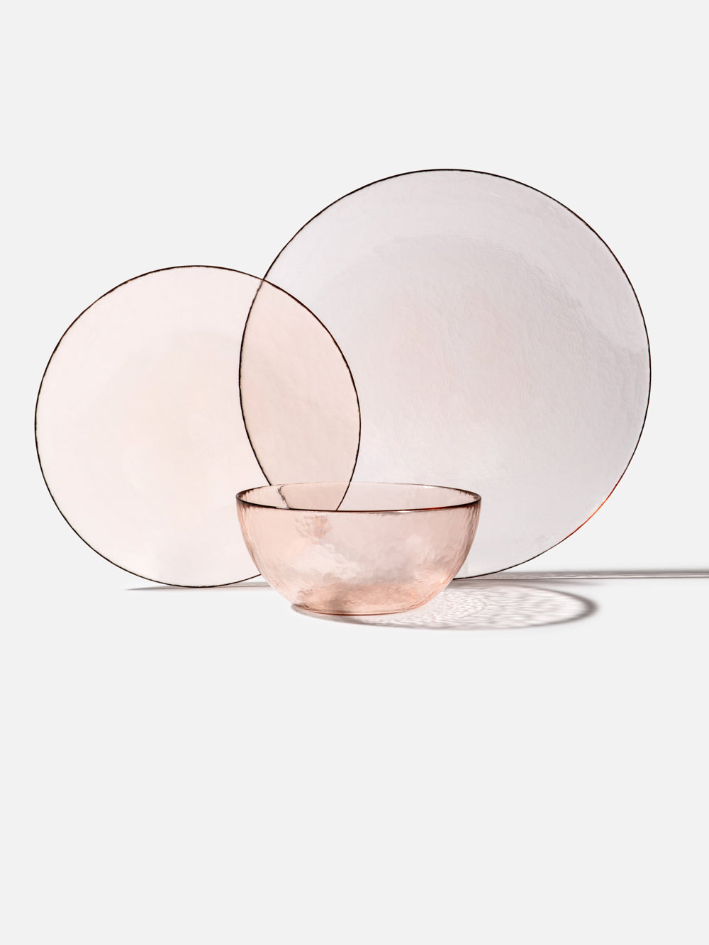 סדרת צלחות מודרניות מזכוכית בגוון ורוד Sunset