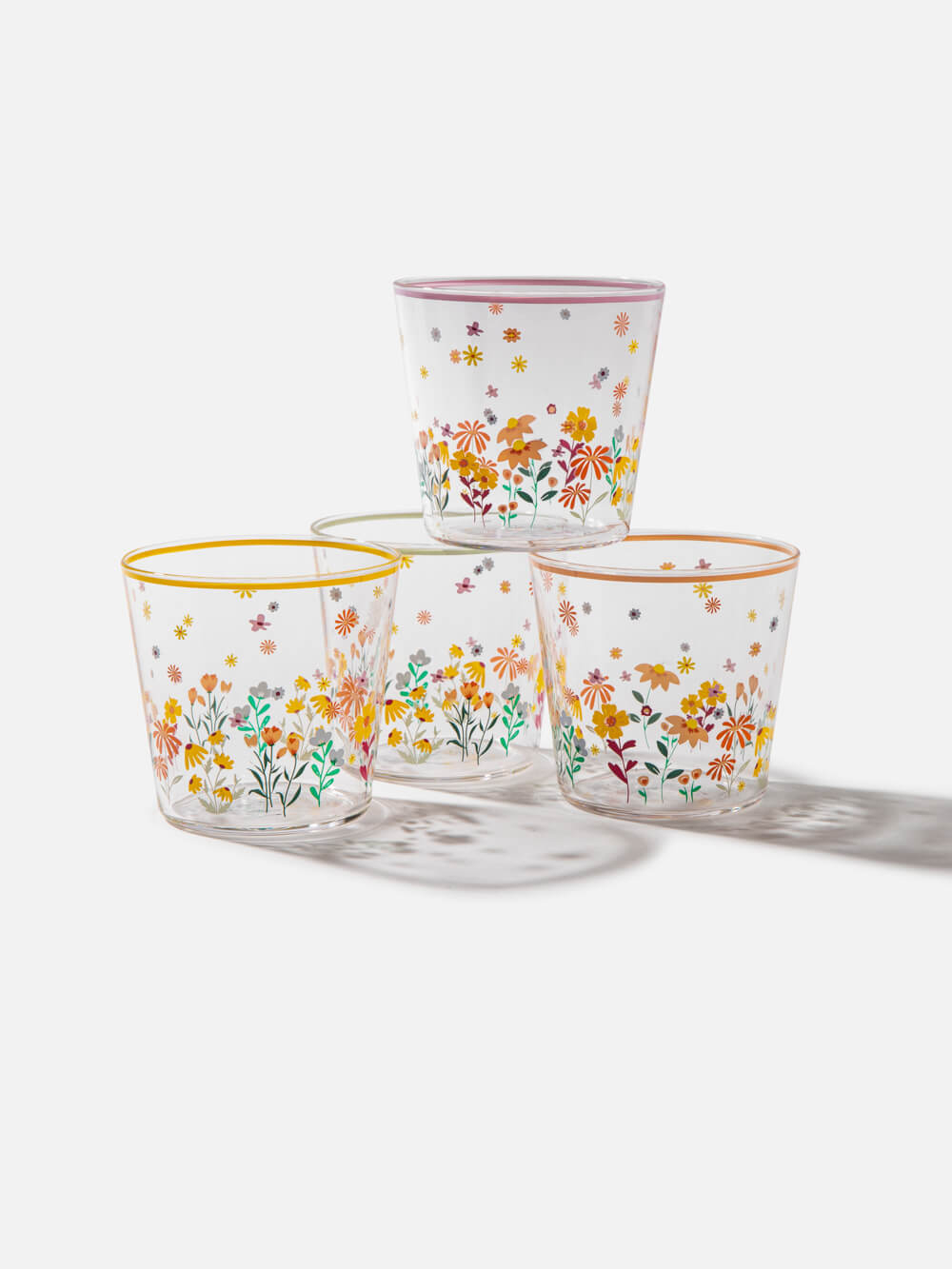 סט כוסות זכוכית עם הדפס פרחוני צבעוני Blossom