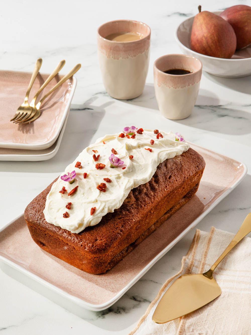 מלבן הגשה מקרמיקה בגוון ורוד רך Sunny