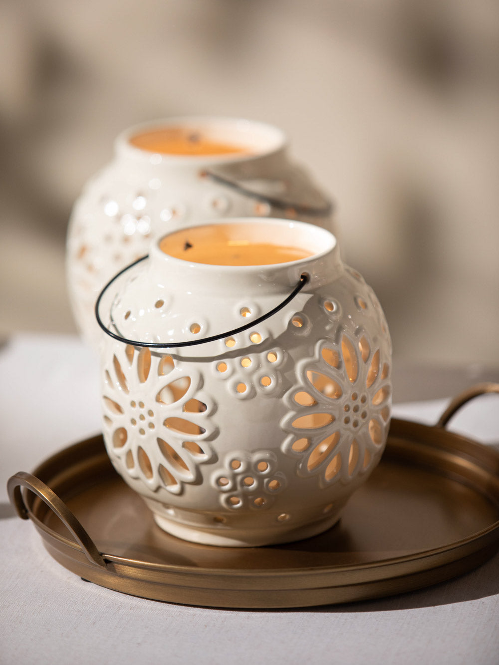 עששית קרמיקה בגוון קרם Charm