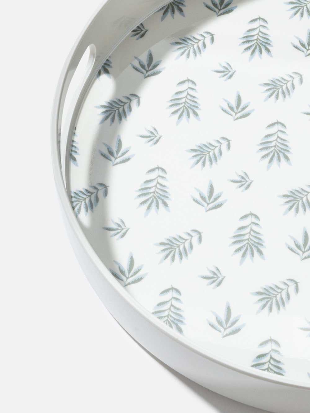 מגש מלבני ממלמין עם הדפס של עלים אפורים וירוקים Tropical