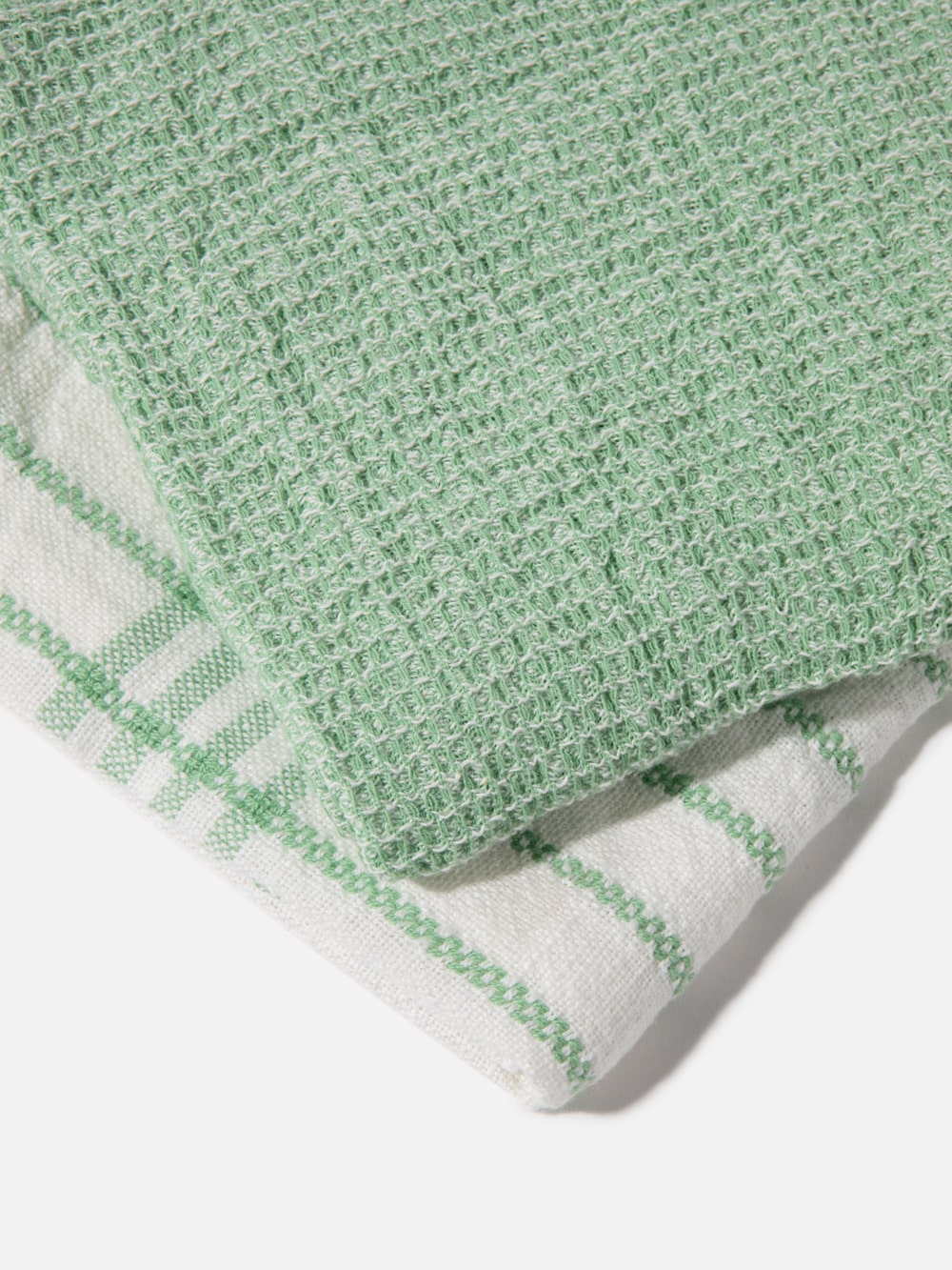 סט 2 מגבות מטבח בגווני ירוק ולבן Mindy