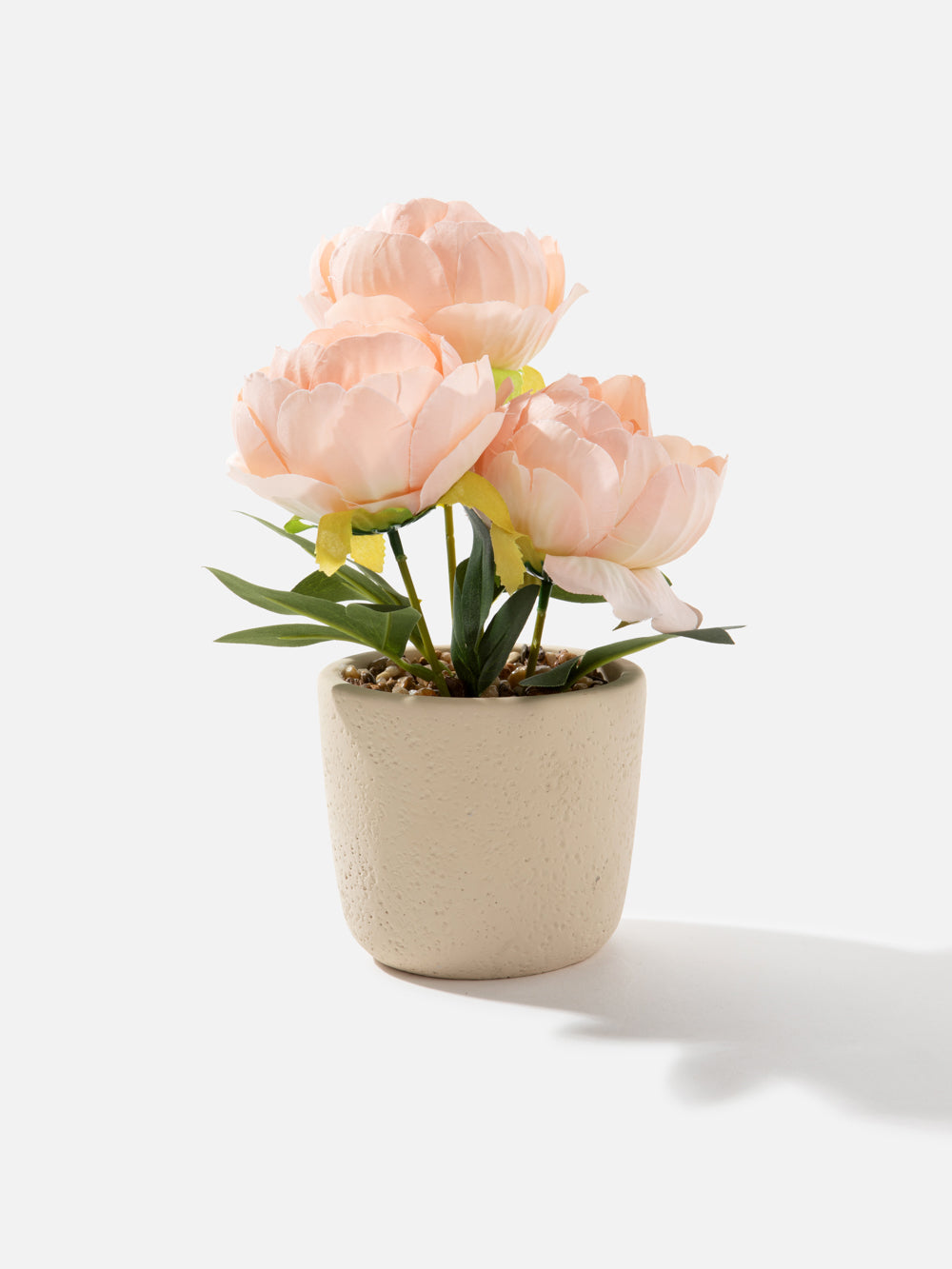 עציץ דקורטיבי עם פרחים מלאכותיים בגוון אפרסק Vivian