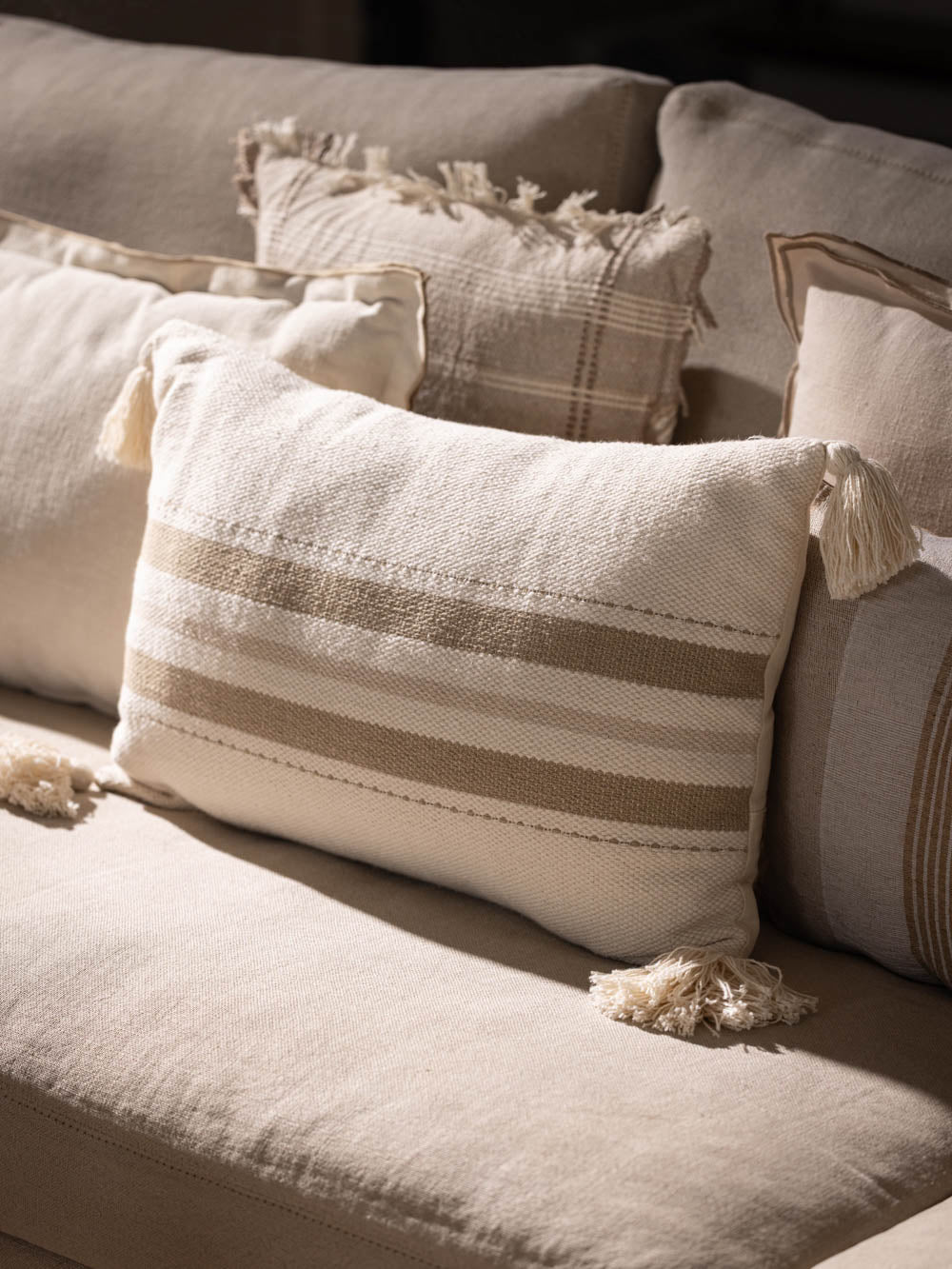 כרית נוי מלבנית בגווני שמנת ובז’ Arlin