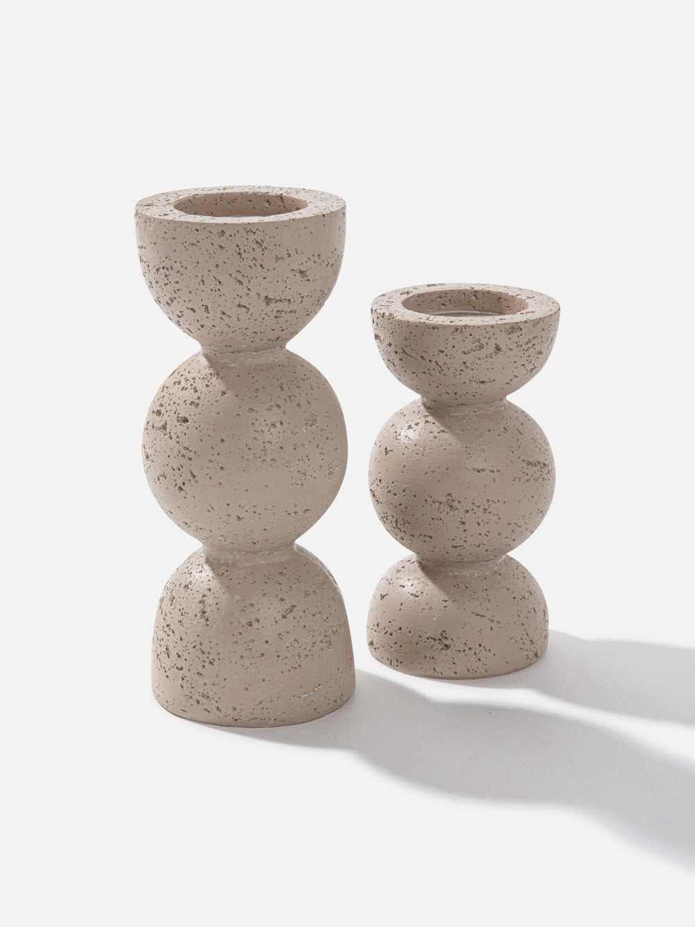 פמוט דקורטיבי 14.4 ס"מ מקרמיקה בגוון אבן Nature