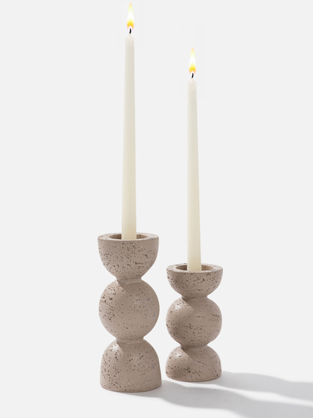 פמוט דקורטיבי 14.4 ס"מ מקרמיקה בגוון אבן Nature