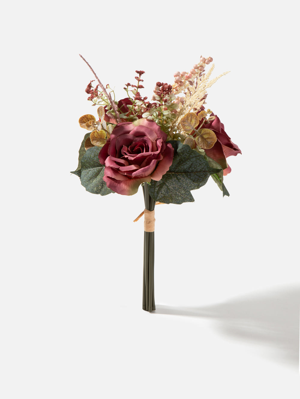 זר פרחים מלאכותי עם עלים ופרחים למראה רומנטי Bloom
