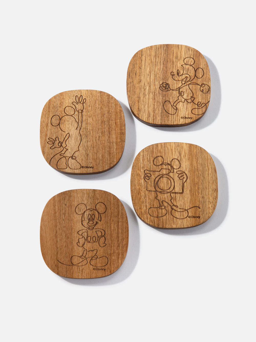סט 4 תחתיות מעץ עם איורי מיקי מאוס Mickey