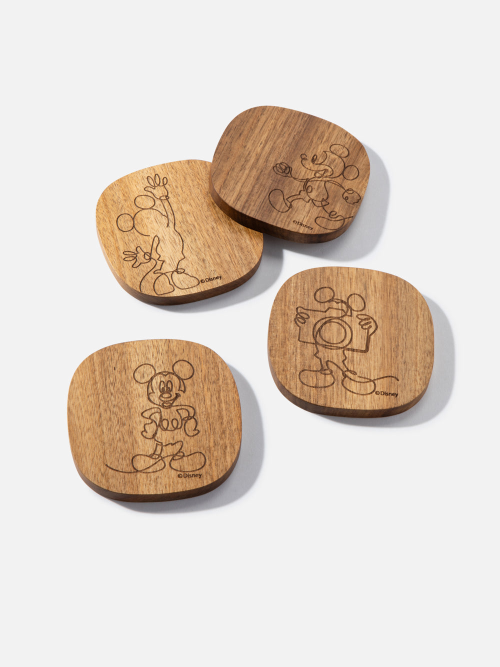סט 4 תחתיות מעץ עם איורי מיקי מאוס Mickey